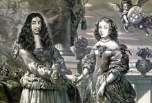 retrato Carlos II Inglaterra y Catalina de Bragança, Portugal