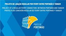 Logo puerto Portimao anuncio ferri con Tánger