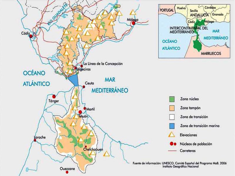 mapa reserva biosfera del estrecho de gibraltar españa-marruecos