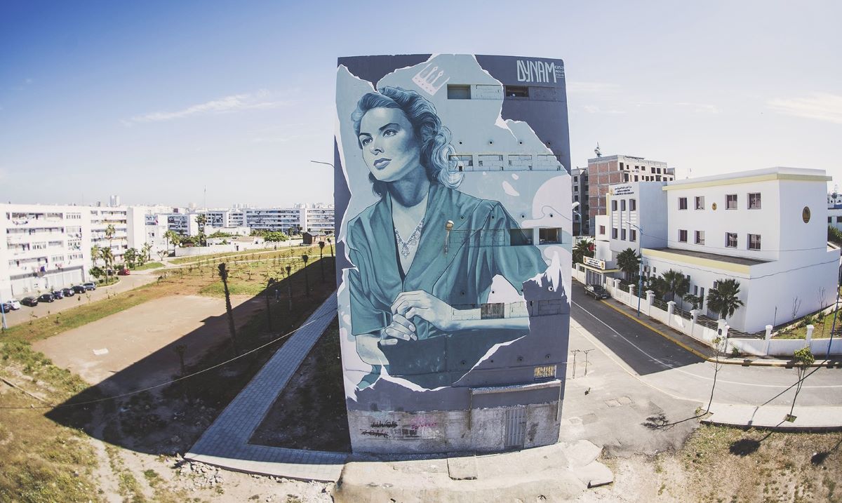 Mural urbano Ilsa Lund (Ingrid Bergman) en Casablanca